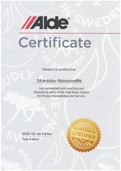 Certifikát Alde