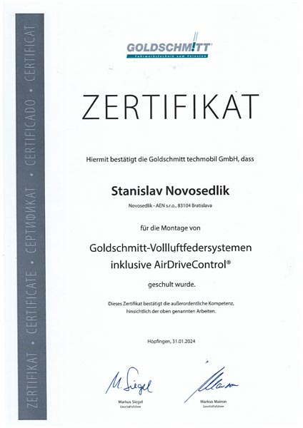 Certifikát Goldschmitt
